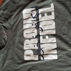 Proud Infedel S/S 60% Cotton/40% Polyester Olive Green T-Shirt New No Tags